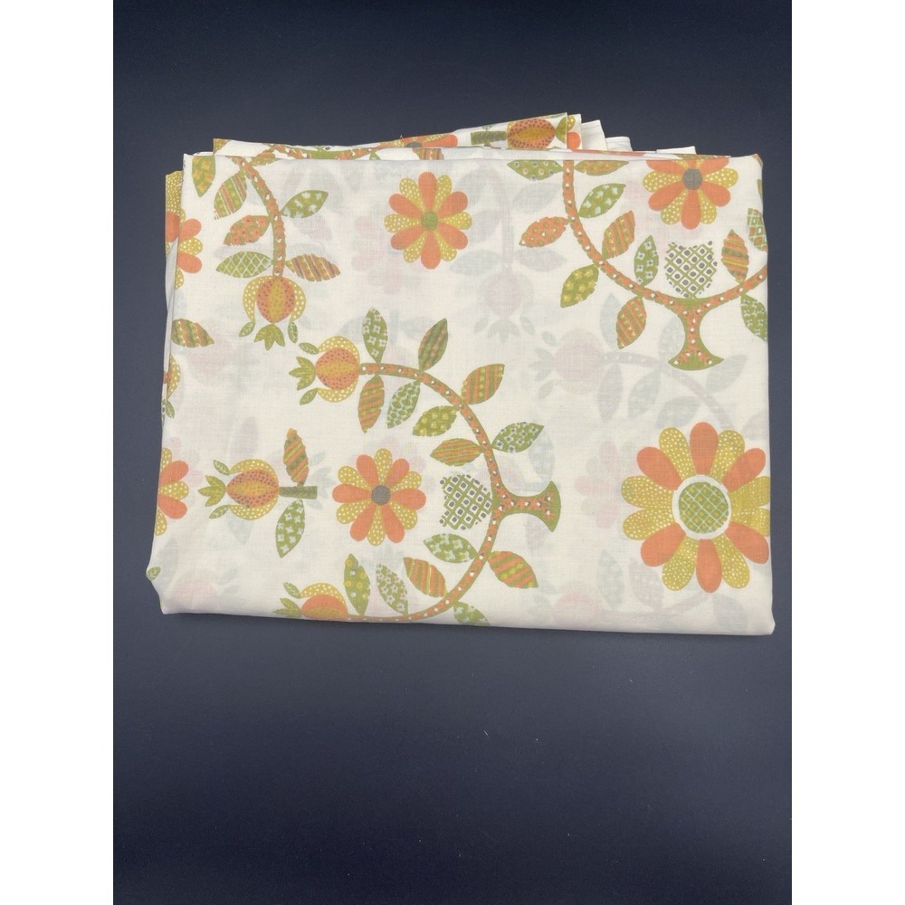 Vintage Fieldcrest Perfection Full Flat Sheet Floral Percale USA 81x104